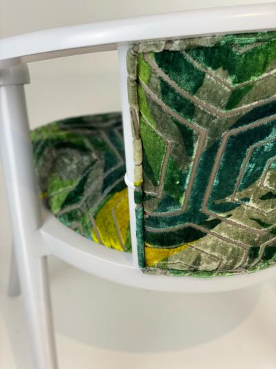 Pair of Mid Century Light Grey Faux Tusks Legs and Velvet Armchairs