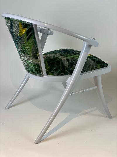 Pair of Mid Century Light Grey Faux Tusks Legs and Velvet Armchairs