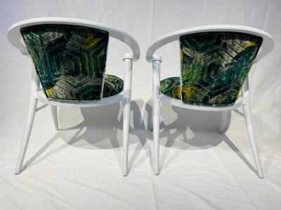 Pair of Mid Century Light Grey Faux Tusks Legs and Velvet Armchairs