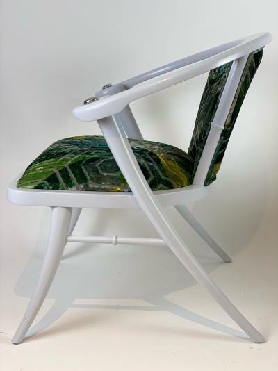 Pair of Mid Century Light Grey Faux Tusks Legs and Velvet Armchairs