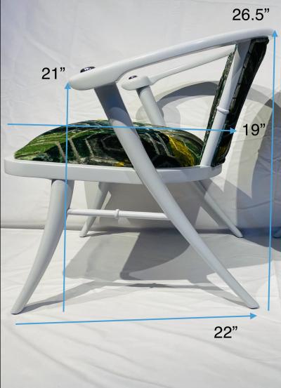 Pair of Mid Century Light Grey Faux Tusks Legs and Velvet Armchairs