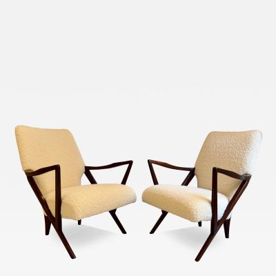 Pair of Mid Century Lounge Chairs Designed by Giuseppe Scapinelli