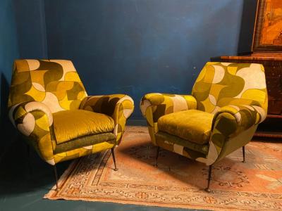 Pair of Mid Century Lounge Chairs or Armchairs by Gigi Radice Italy 1950