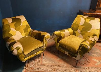 Pair of Mid Century Lounge Chairs or Armchairs by Gigi Radice Italy 1950