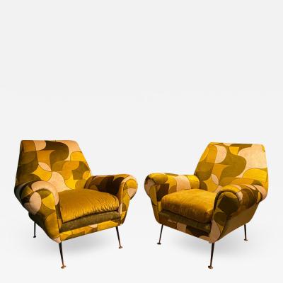 Pair of Mid Century Lounge Chairs or Armchairs by Gigi Radice Italy 1950