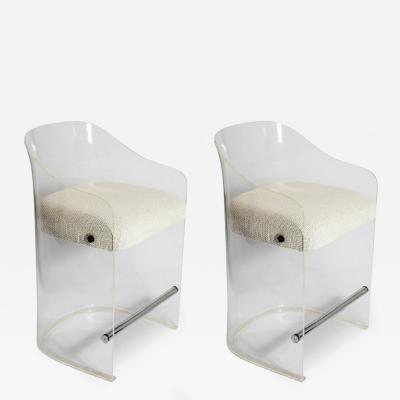 Pair of Mid Century Lucite Plexi LOTUS Bar Stools by Vladimir Kagan