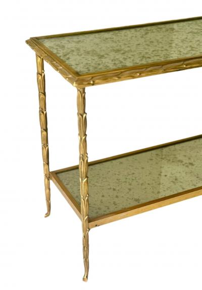 Pair of Mid Century Maison Bagues Palmier Bronze Dore Side Tables circa 1940