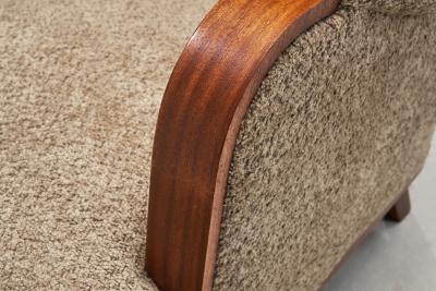 Pair of Mid Century Modern Armchairs with Wooden Arm Details Europe 1950s