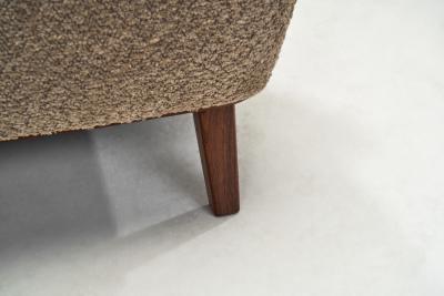 Pair of Mid Century Modern Armchairs with Wooden Arm Details Europe 1950s