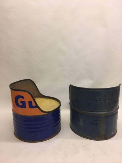 Pair of Mid Century Modern Arte Povera Oil Barrel Lounge Chairs 1960