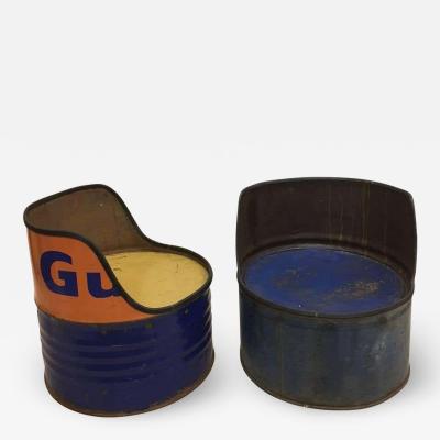 Pair of Mid Century Modern Arte Povera Oil Barrel Lounge Chairs 1960
