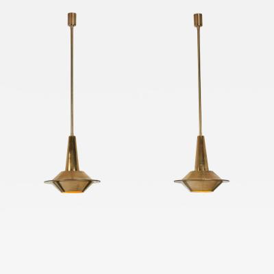 Pair of Mid Century Modern Brass Pendant Lights Europe 1950s