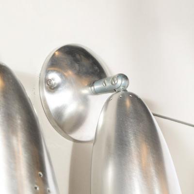 Pair of Mid Century Modern Brushed Aluminum Perforated Articulating Sconces