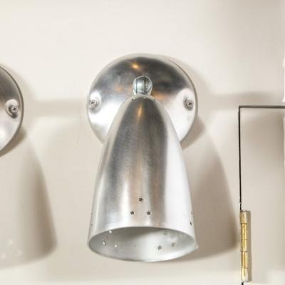 Pair of Mid Century Modern Brushed Aluminum Perforated Articulating Sconces