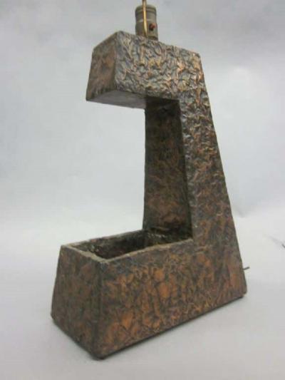 Pair of Mid Century Modern Brutalist Copper Foil Table Lamps