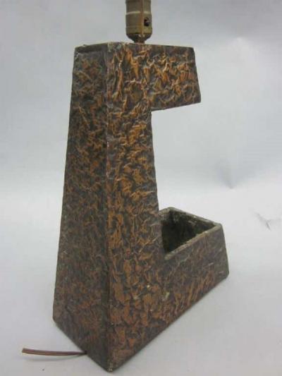 Pair of Mid Century Modern Brutalist Copper Foil Table Lamps