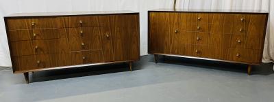 Pair of Mid Century Modern Chests Dressers Bedside Stands Opposing Refinished