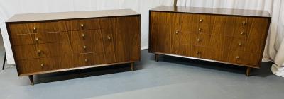 Pair of Mid Century Modern Chests Dressers Bedside Stands Opposing Refinished
