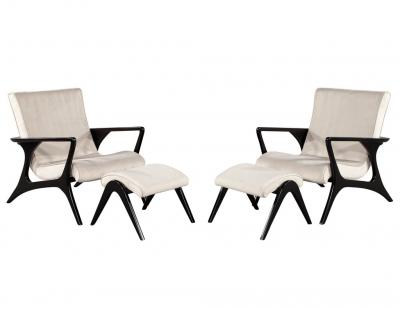 Pair of Mid Century Modern Contour Lounge Chairs by Vladimir Kagan