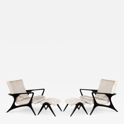 Pair of Mid Century Modern Contour Lounge Chairs by Vladimir Kagan