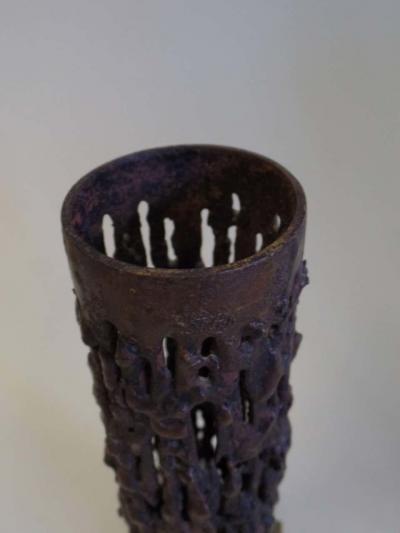 Pair of Mid Century Modern Craftsman Brutalist Candelabra in Bronze