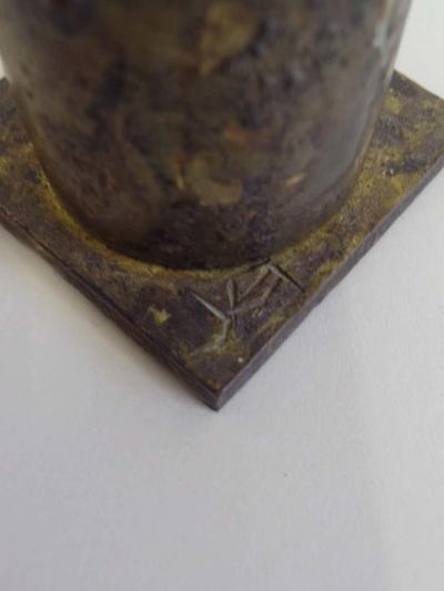 Pair of Mid Century Modern Craftsman Brutalist Candelabra in Bronze