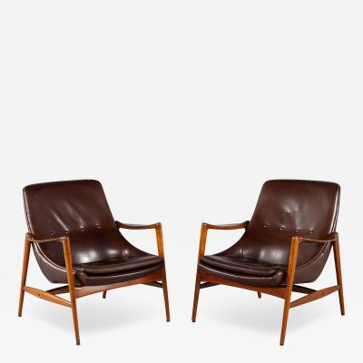 Pair of Mid Century Modern Danish Leather Arm Chairs