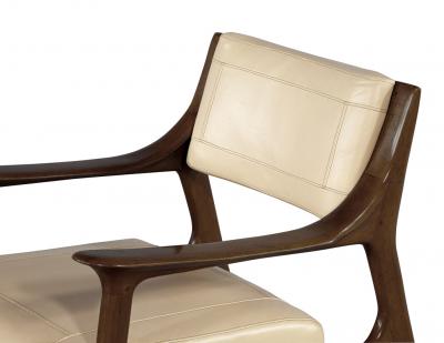 Pair of Mid Century Modern Danish Lounge Chairs Stitched Leather