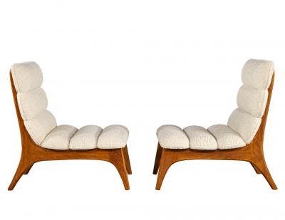Pair of Mid Century Modern Danish Lounge Chairs in Boucle Fabric