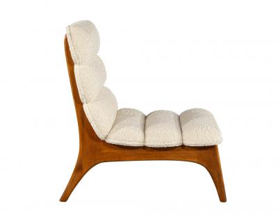 Pair of Mid Century Modern Danish Lounge Chairs in Boucle Fabric