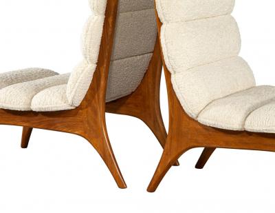 Pair of Mid Century Modern Danish Lounge Chairs in Boucle Fabric