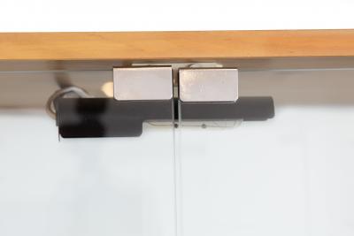 Pair of Mid Century Modern Glass And Blond Wood Display Cases