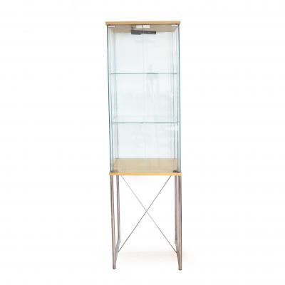 Pair of Mid Century Modern Glass And Blond Wood Display Cases