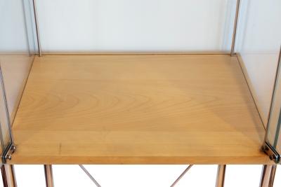Pair of Mid Century Modern Glass And Blond Wood Display Cases