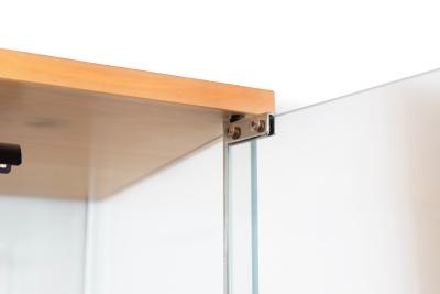 Pair of Mid Century Modern Glass And Blond Wood Display Cases