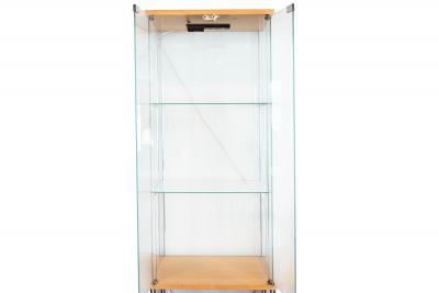 Pair of Mid Century Modern Glass And Blond Wood Display Cases