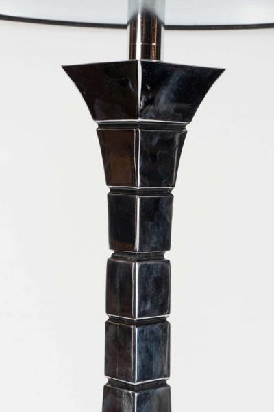 Pair of Mid Century Modern Hourglass Form Channel Lamps in Polished Chrome