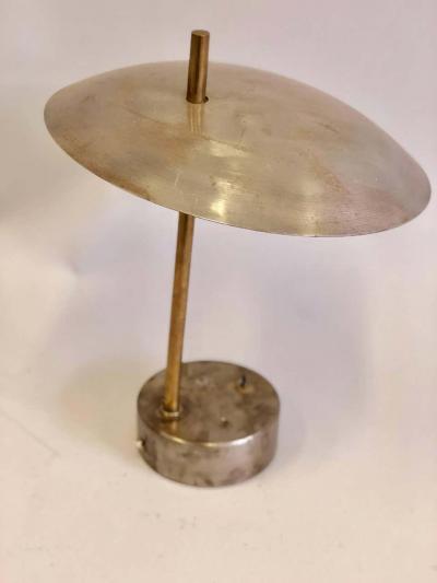 Pair of Mid Century Modern Industrial Steel and Brass Desk or Table Lamps 1950