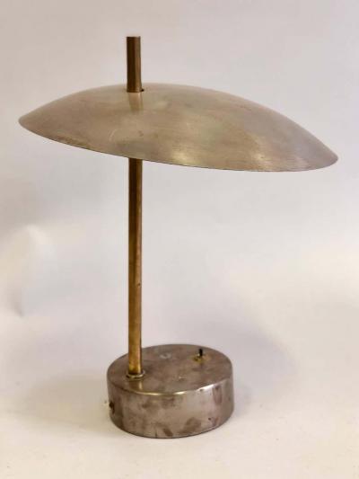 Pair of Mid Century Modern Industrial Steel and Brass Desk or Table Lamps 1950