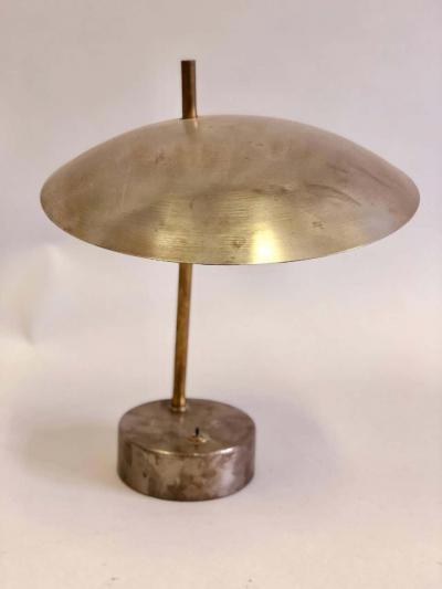 Pair of Mid Century Modern Industrial Steel and Brass Desk or Table Lamps 1950