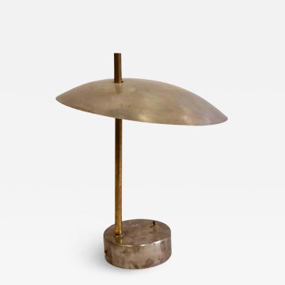 Pair of Mid Century Modern Industrial Steel and Brass Desk or Table Lamps 1950