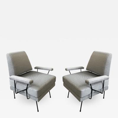 Pair of Mid Century Modern Iron Chairs 