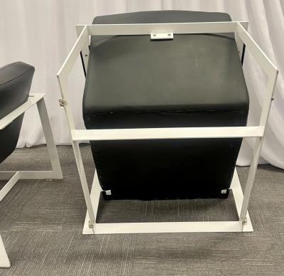 Pair of Mid Century Modern Lounge Chairs Leather Steel Base American 1980s