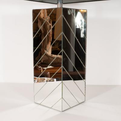 Pair of Mid Century Modern Rectangular Mirrored Table Lamps with Nickel Fittings