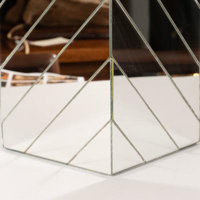 Pair of Mid Century Modern Rectangular Mirrored Table Lamps with Nickel Fittings