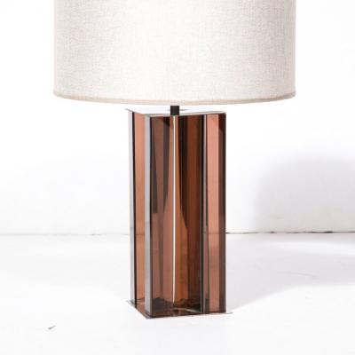 Pair of Mid Century Modern Smoked Amethyst Lucite Polished Chrome Table Lamps