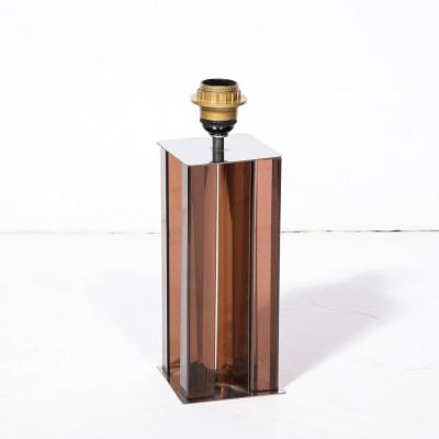 Pair of Mid Century Modern Smoked Amethyst Lucite Polished Chrome Table Lamps
