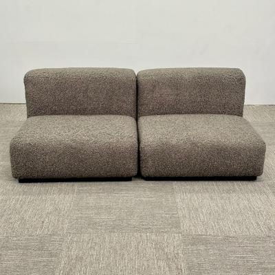 Pair of Mid Century Modern Stendig Lounge Slipper Chairs Gray Boucle