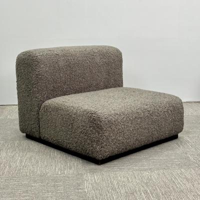 Pair of Mid Century Modern Stendig Lounge Slipper Chairs Gray Boucle