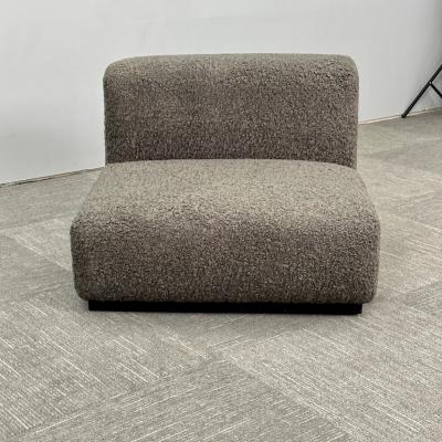 Pair of Mid Century Modern Stendig Lounge Slipper Chairs Gray Boucle